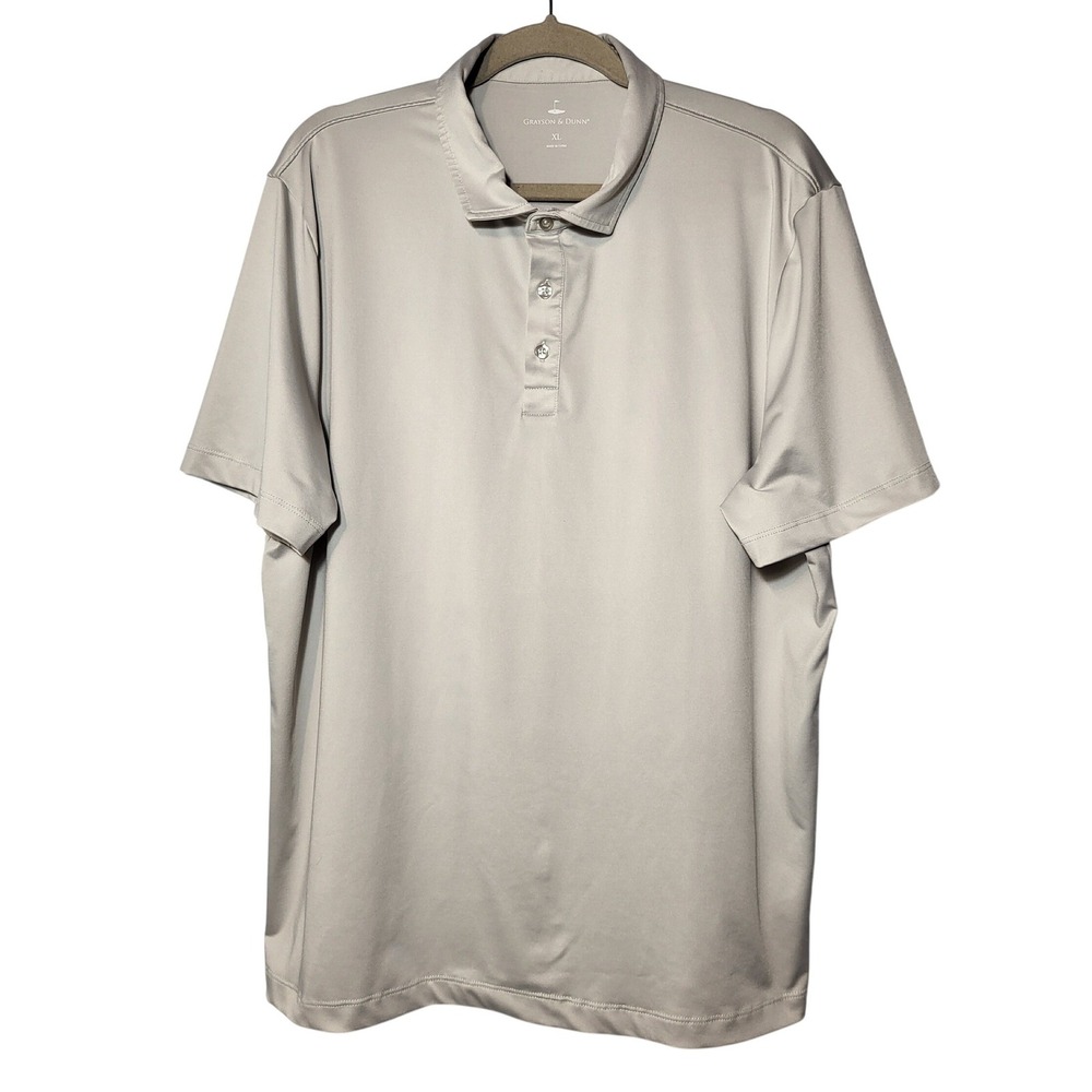 Grayson & Dunn Mens XL Golf Polo Shirt Short Sleeve Light Gray Performance Sport